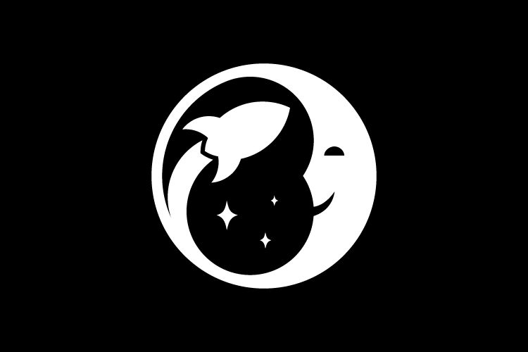 Design Source moon and space ship logo.